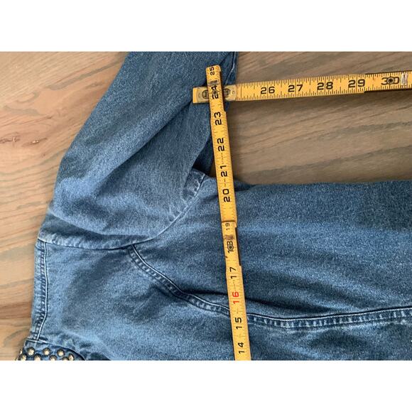 Jean Top, by Stonebridge, Blue, Size 20W, Many Buttons, Mandarin Collar, Western - Picture 8 of 9